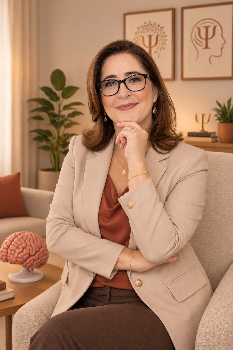 Psicóloga Renata Mendonça em seu consultório